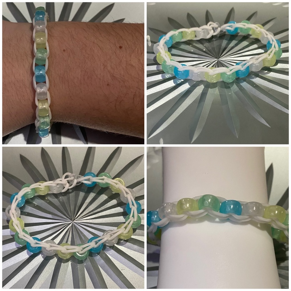 [💙🆓]  3/10$ 🛍 Handmade Rainbow Loom bracelet with Glow-in-the-dark beads 🌈💖